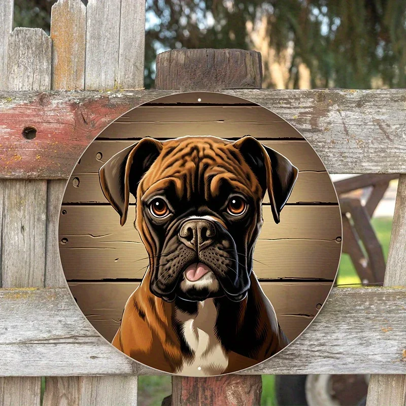 Aluminum Metal Shadow Boxer Dog On A Wooden Sign With The Word Welcome, Suitable For Various Scenarios room decoration