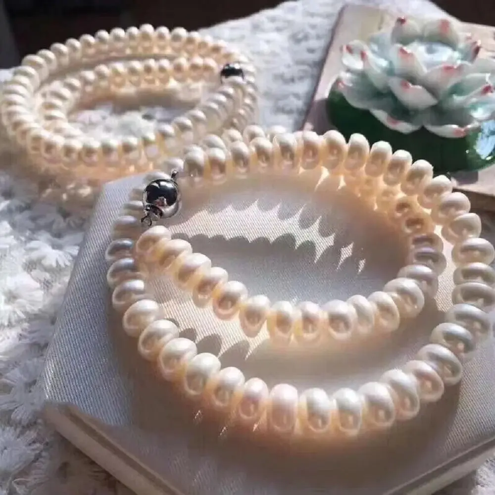 18 Inch GENUINE NATURAL AAA+ 9-10MM WHITE AKOYA PEARL NECKLACE FASHION 925S Freeshippings Items