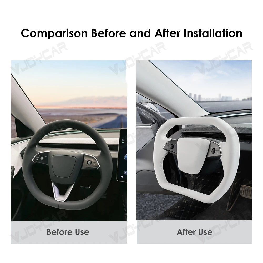 Vjoycar Cybertruck العائمة نير عجلة القيادة ل تسلا نموذج 3 هايلاند Y Juniper اكسسوارات السيارات نابا الحرفية مع التدفئة #4