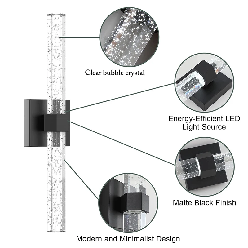 Modern Bubble Crystal LED Wall Lamps Bathroom Dresser Living Room Bedroom Mirror Wall Sconce Indoor Decor Crystal Lights Lustre
