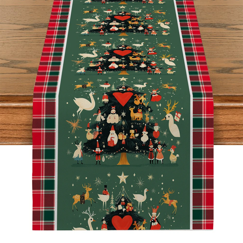 【Christmas Star Wish】Table Runner, Washable & Durable, Christmas Holiday Indoor Living Room & Dining Room Table Runner