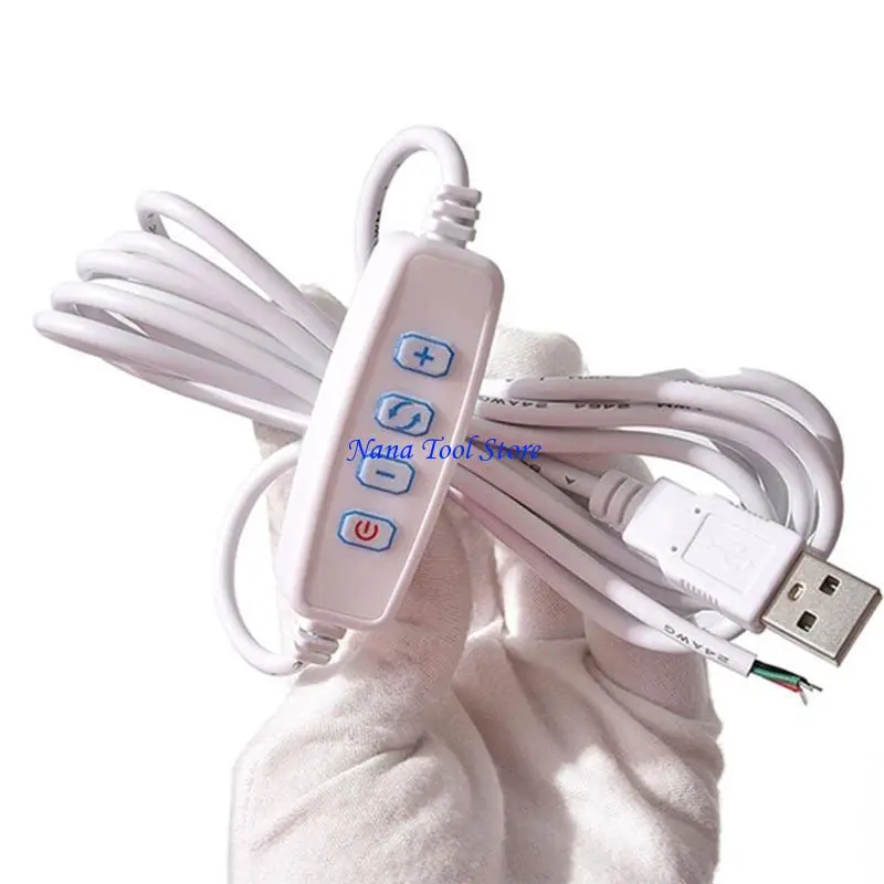 31GJ DC5V LED Dimmer USB Port Power Supply Lines With ON/OFF Switches Adapter Dimming and Color Matching Extension Cable
