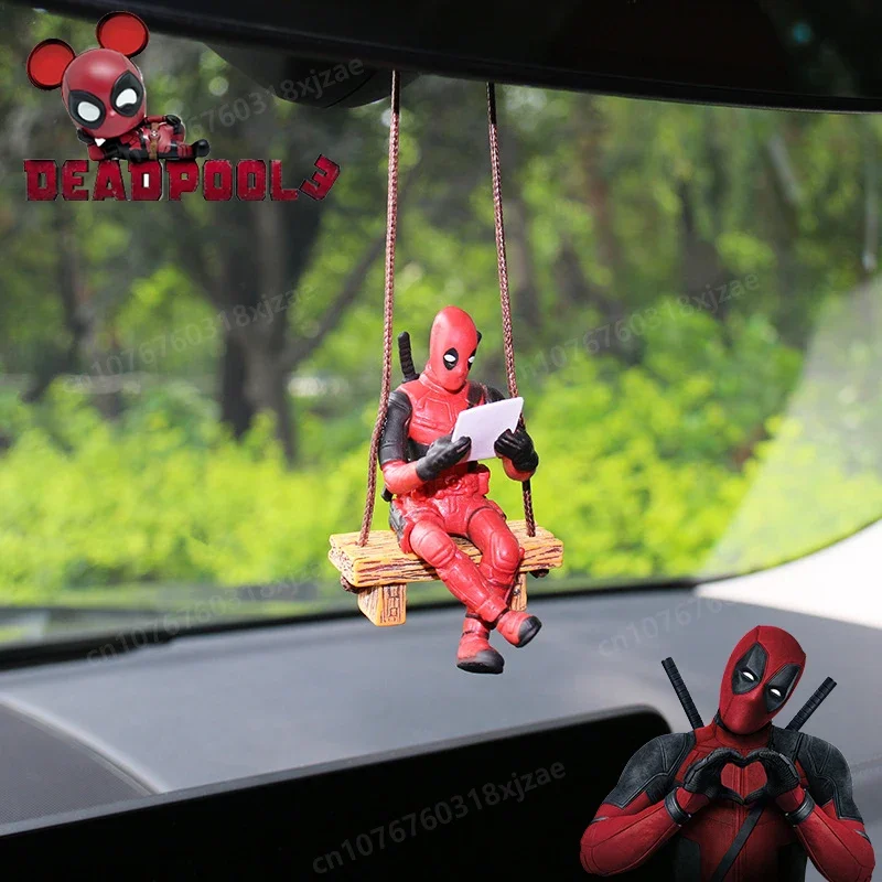 Dead-pools Car Rearview Mirror Pendant Anime Figure Model Toy Hanging Pendants Interior Accessories Car Decoration Children Gift