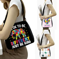 Autism Awareness Pattern Shoulde Bag Autism Children Women Handbag Love Needs No Words Key Phone Holder Daily Outdoor Travel Bag