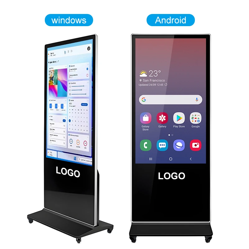 98-Inch 4K Vertical Monitor Floor Standing Kiosk Display Touch Screen Digital Signage for Retail Store Elevator 5V Advertising