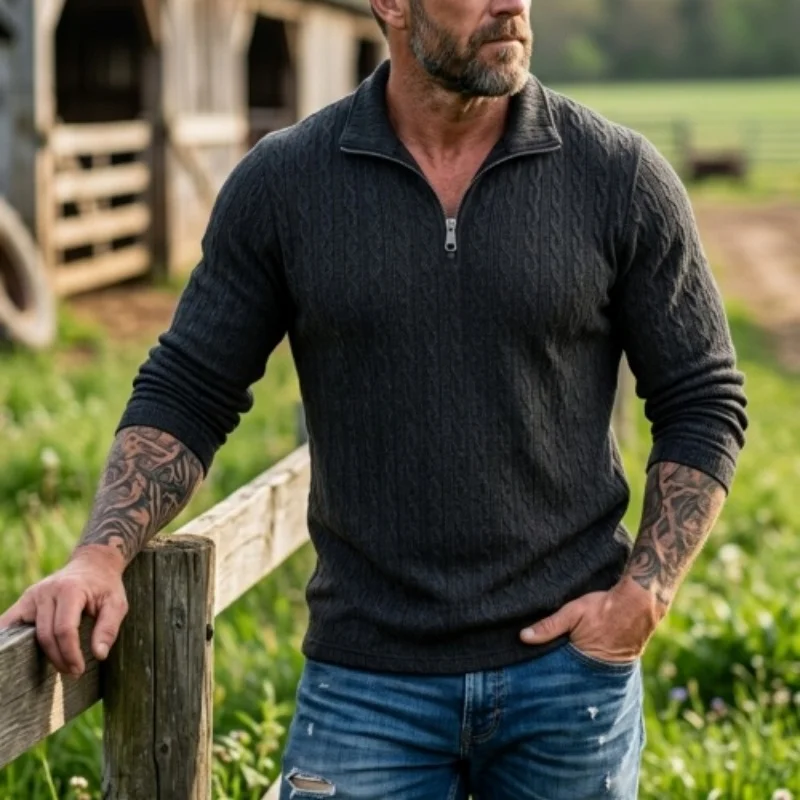 

Autumn New Collection Polo Shirt Men's Jacquard Pullover Outdoor Casual Thin Sweater Street Wear Jacket Jacquard Men's Wear