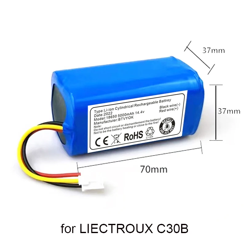 100% Original 14.4v 7000mAh Battery for LIECTROUX C30B Robot Vacuum Cleaner, Free Air Shipping from 1 Piece