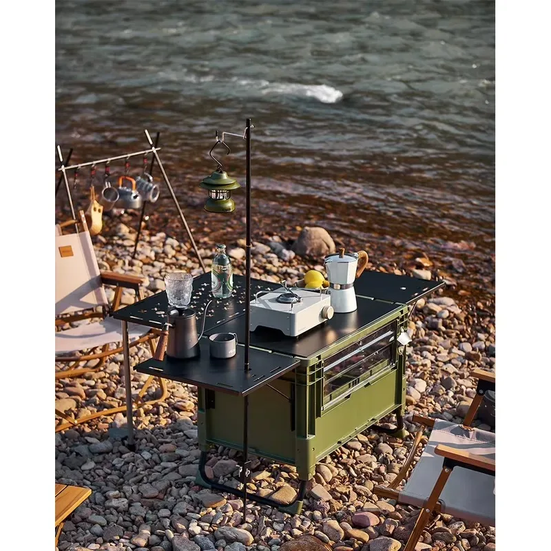 Outdoor Heavy Duty Folding Storage Box with Table Top Cover Stackable Expandable Locker