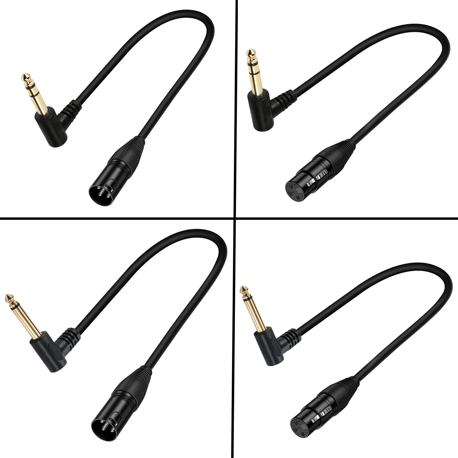 Right Angle Mono TS 6.35mm Male to 3P XLR Male Audio Adapter Cable Line 90 Degree TS Mono 6.35 Male XLR CANNON Female Cord Wire