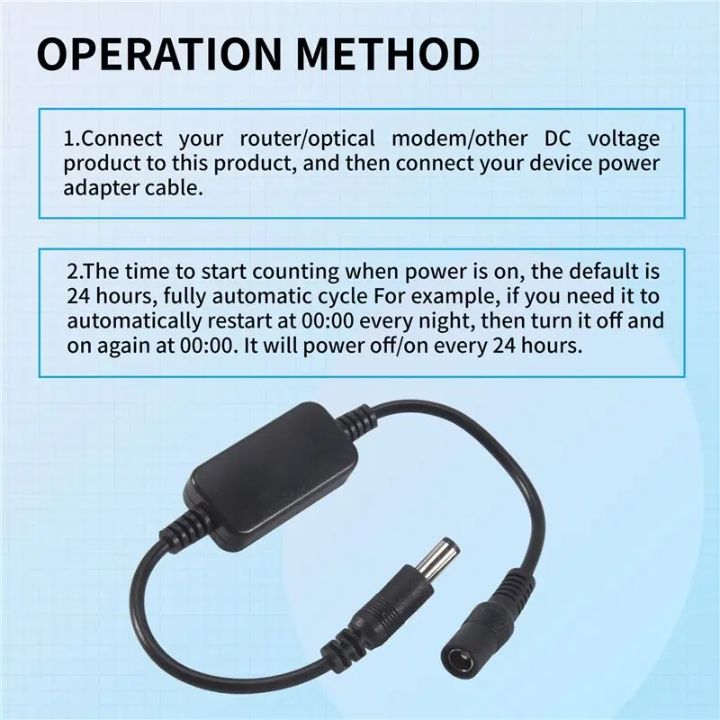 24 Hour Auto Reboot Router Routing Timer Reset Tool DC Power Manager 1 PCS Black-X67A