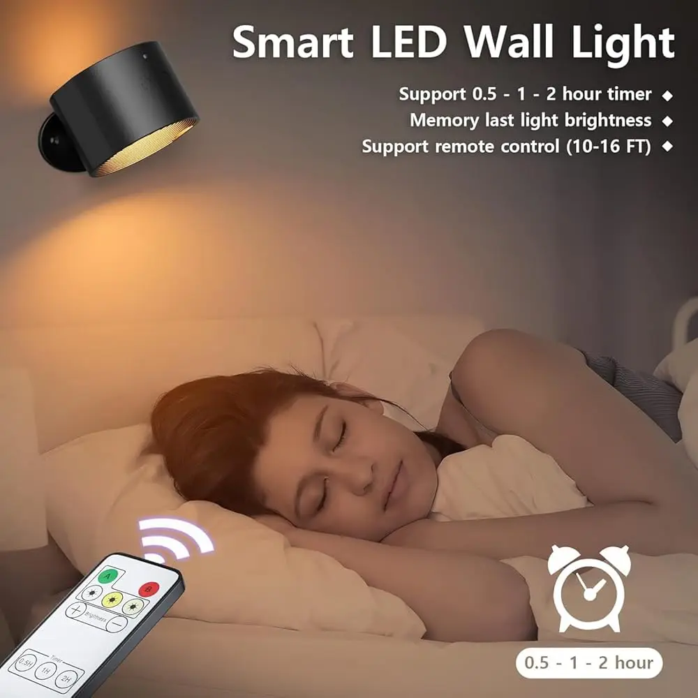 Led Wall Mounted Lights - Rechargeable, Magnetic, Remote Control, 3 Color Temperatures, Dimmable, Portable Cordless, Usb-C