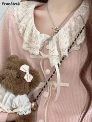 Lace Cardigans Women Y2k Kawaii Spring Autumn Japanese Tender Gentle Fashion Long Sleeve Soft Casual Daily New Design Popular