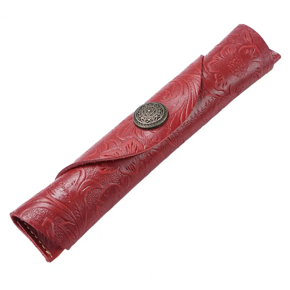 Tas pena Tunggal pola bunga, kantung saku pena warna cerah kulit imitasi tanpa cacat, sentuh lembut, tas pena Tunggal