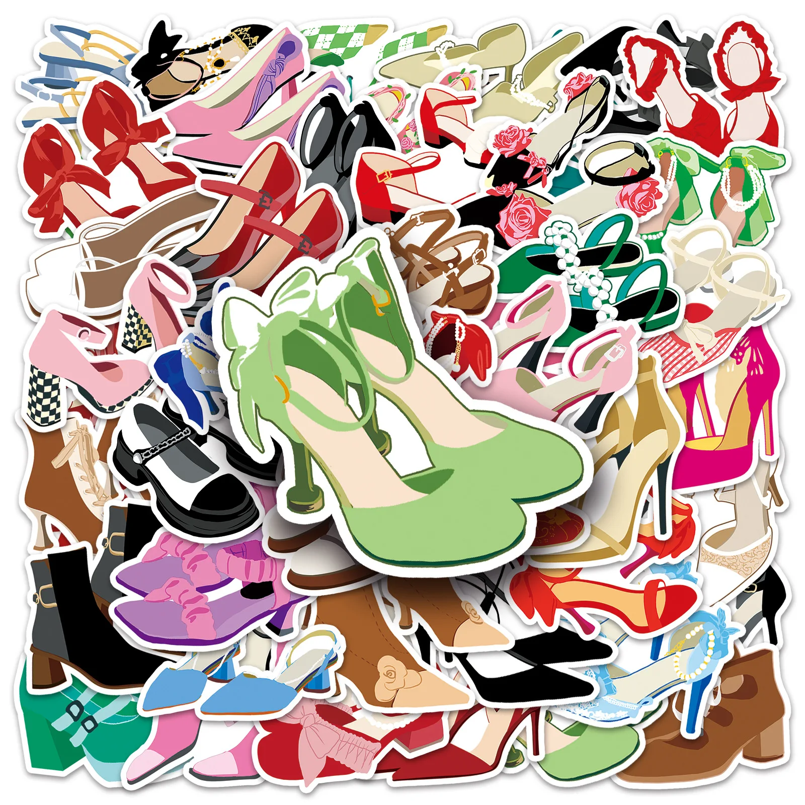 50/100PCS Cartoon High Heels Stickers DIY Skateboard Luggage Stationery Notebook Stickers Waterproof