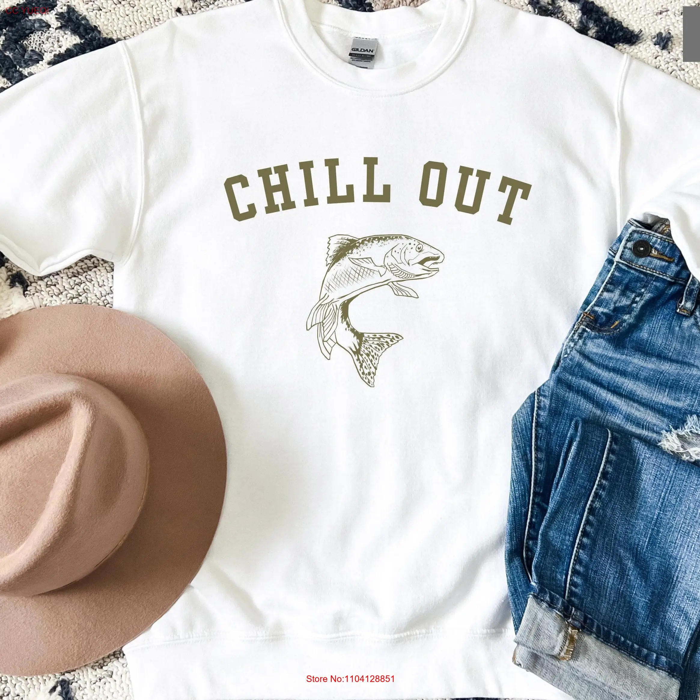 

Chill Out Trout Sarcastic T Shirt Women Womens Funny Offensive Cute Sweater Mom long or short sleeves