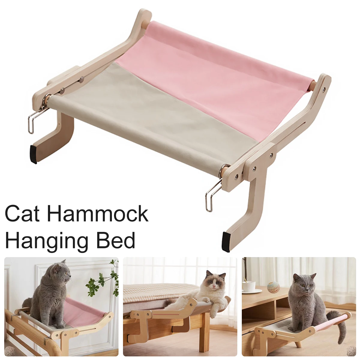 

Cat Window Perch Sturdy Wooden Cat Hammock Hanging Cat Window Hammock Seat for Indoor Steady Strong Bearing Cat Hammock