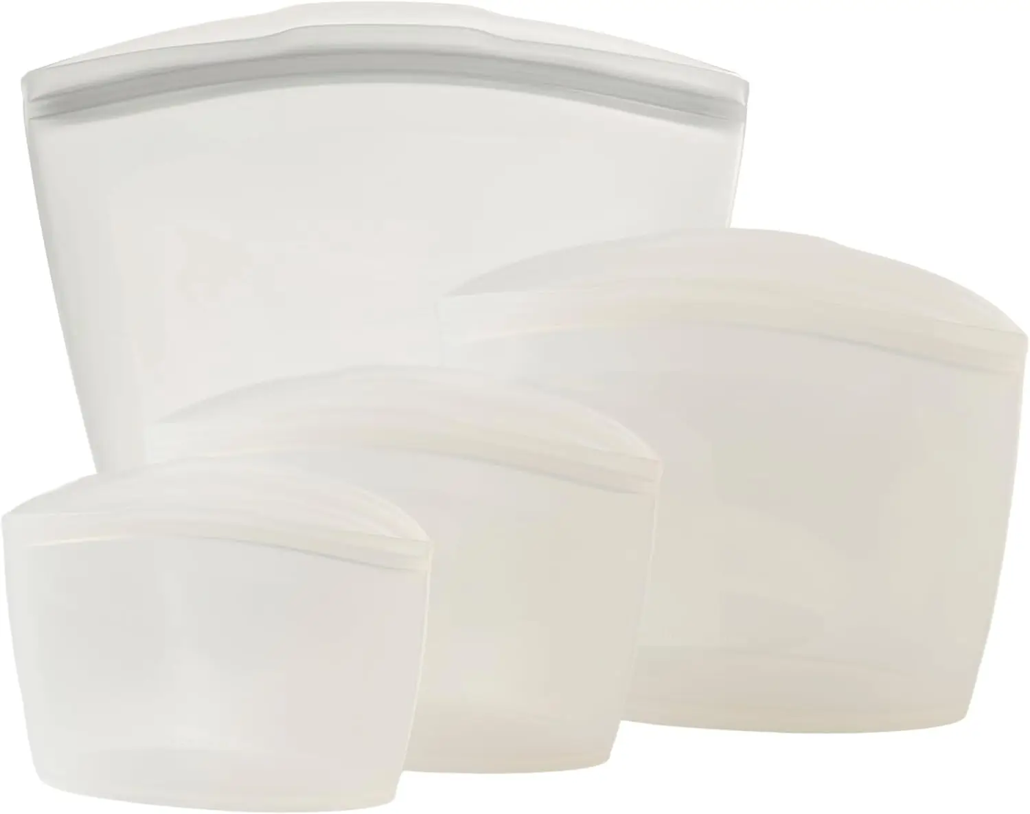 

Reusable Silicone Food Storage Bags, 4-Pack Clear Stand Up Freezer Bags Korean Made