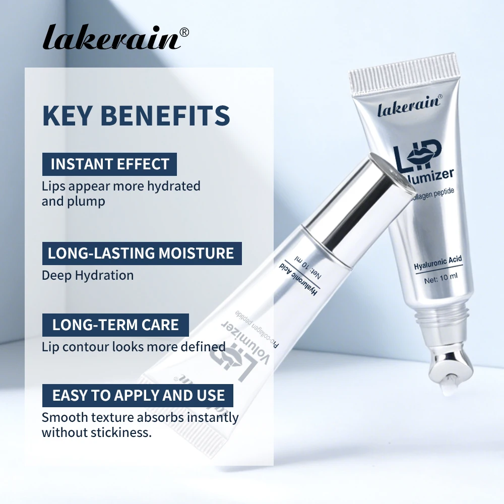 Lakerain Lip Volumizer Deep Hydration Clear Lip Contour Visibly Plumping Reduce Fine Lines Hyaluronic Acid Lip Enriching Essence