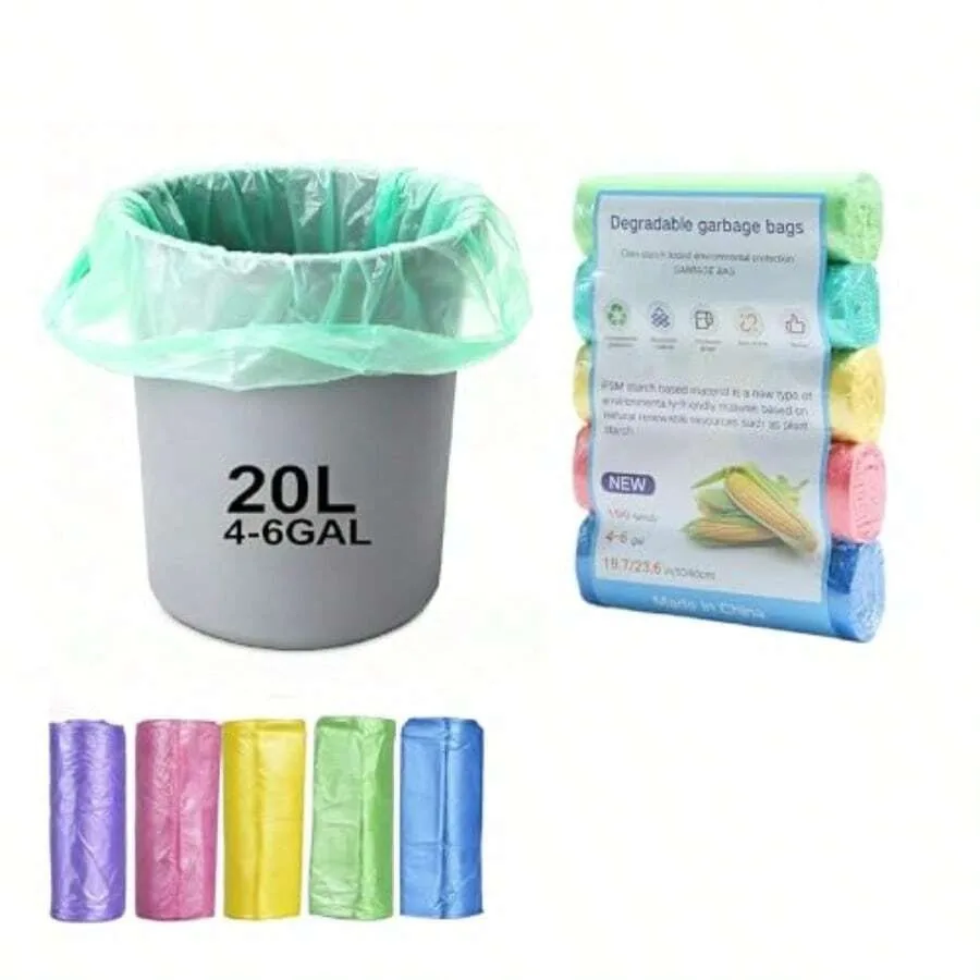 

Small Tras Bags 4-6 Gallon 100 Count - Extra Strong And Leak-Of Size Expanded Fit Colorful Radable Garbage Bags Batroom Droom O
