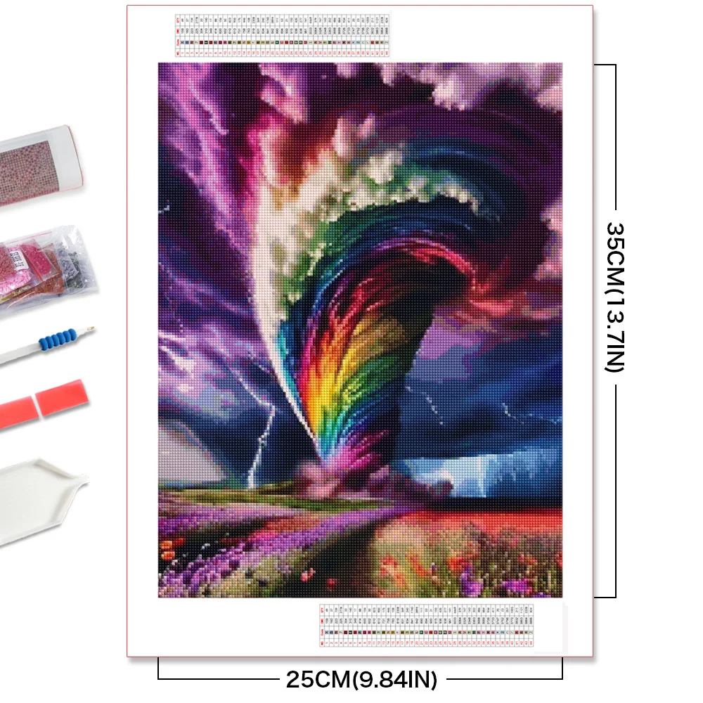 AZQSD DIY Diamond Embroidery Tornado Mosaic Scenery Diamond Art Painting Landscape Rainbow 5D Rhinestone Pictures Wall Decor