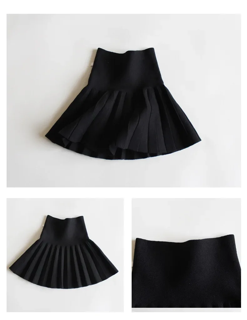 2-12Year Kleinkind Baby Mädchen Stricken Rock Herbst Winter Prinzessin Plissee Kinder Schule Hohe Taille Mini Tutu Röcke Kinder Kleidung – Detail 11