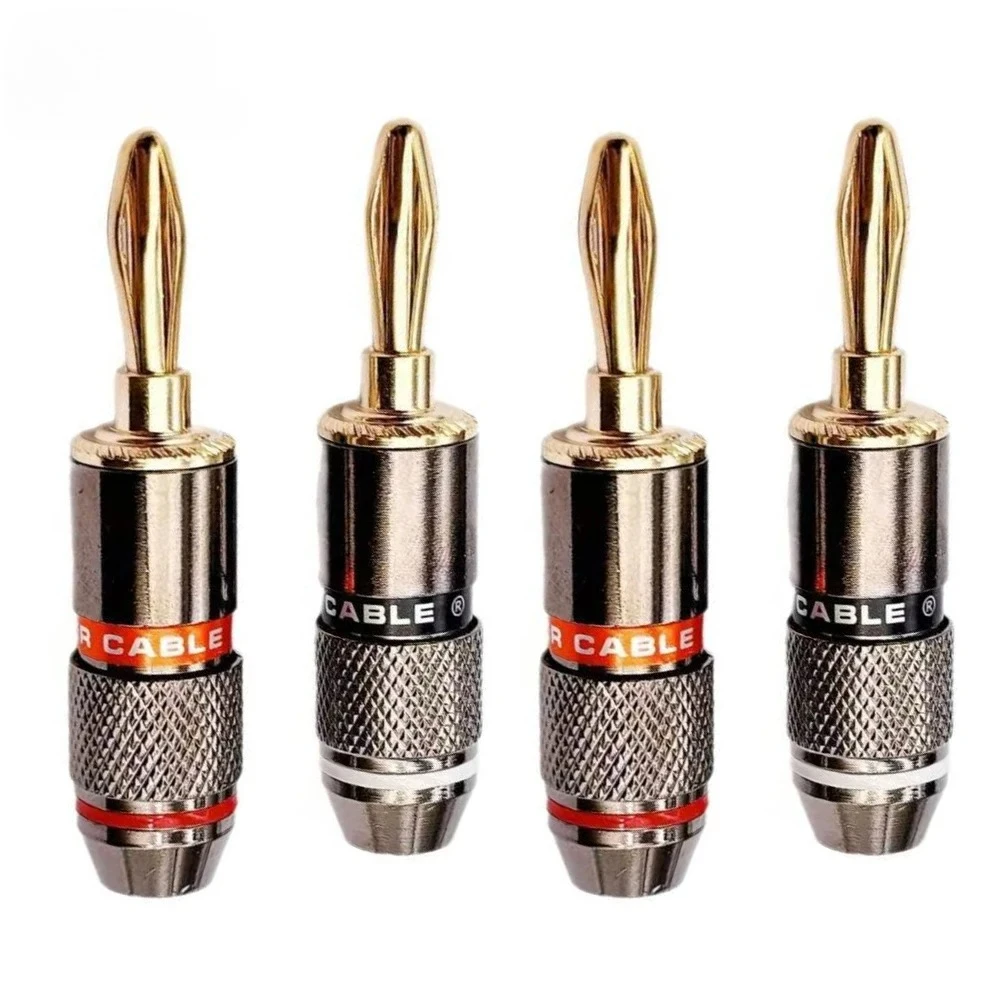 

4PCS 4mm 24K Gold-Plated Pure Monster Copper Speaker Adapters - Screw-Type Audio Connectors for High-Fidelity Sound Systems