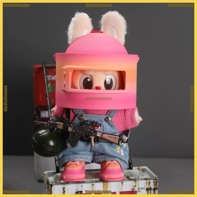 

Pink Labubu Clothes PUBG Shooting Game Helmet Tactical Equipment Set Mini Plush Doll Clothing Fashion Doll Accessories Gift
