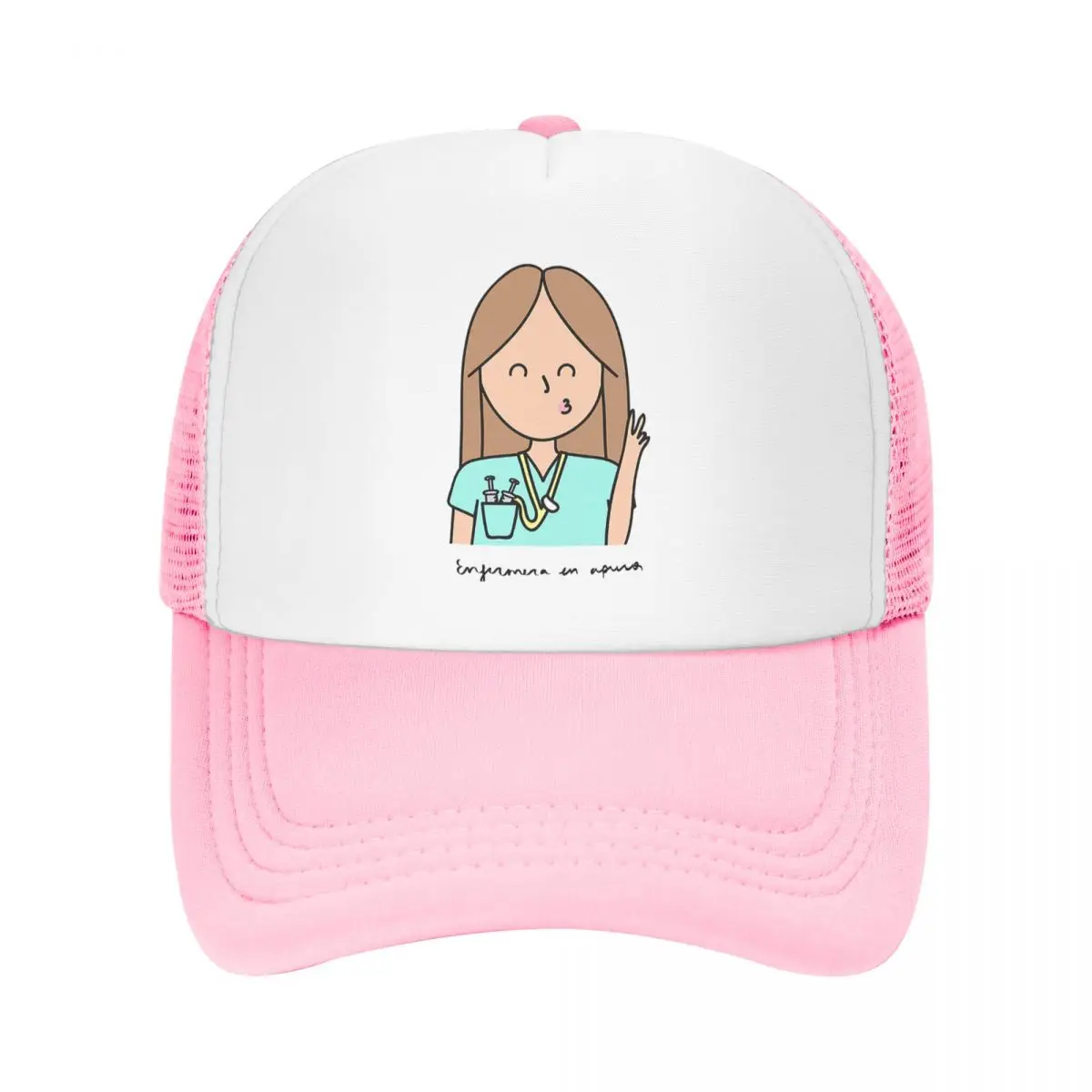 

Cartoon Nurse Enfermera En Apuros Mesh Foam Trucker Hat Stylish Cute Doctor Nurses Breathable Mesh-back Baseball Cap Adjustbale