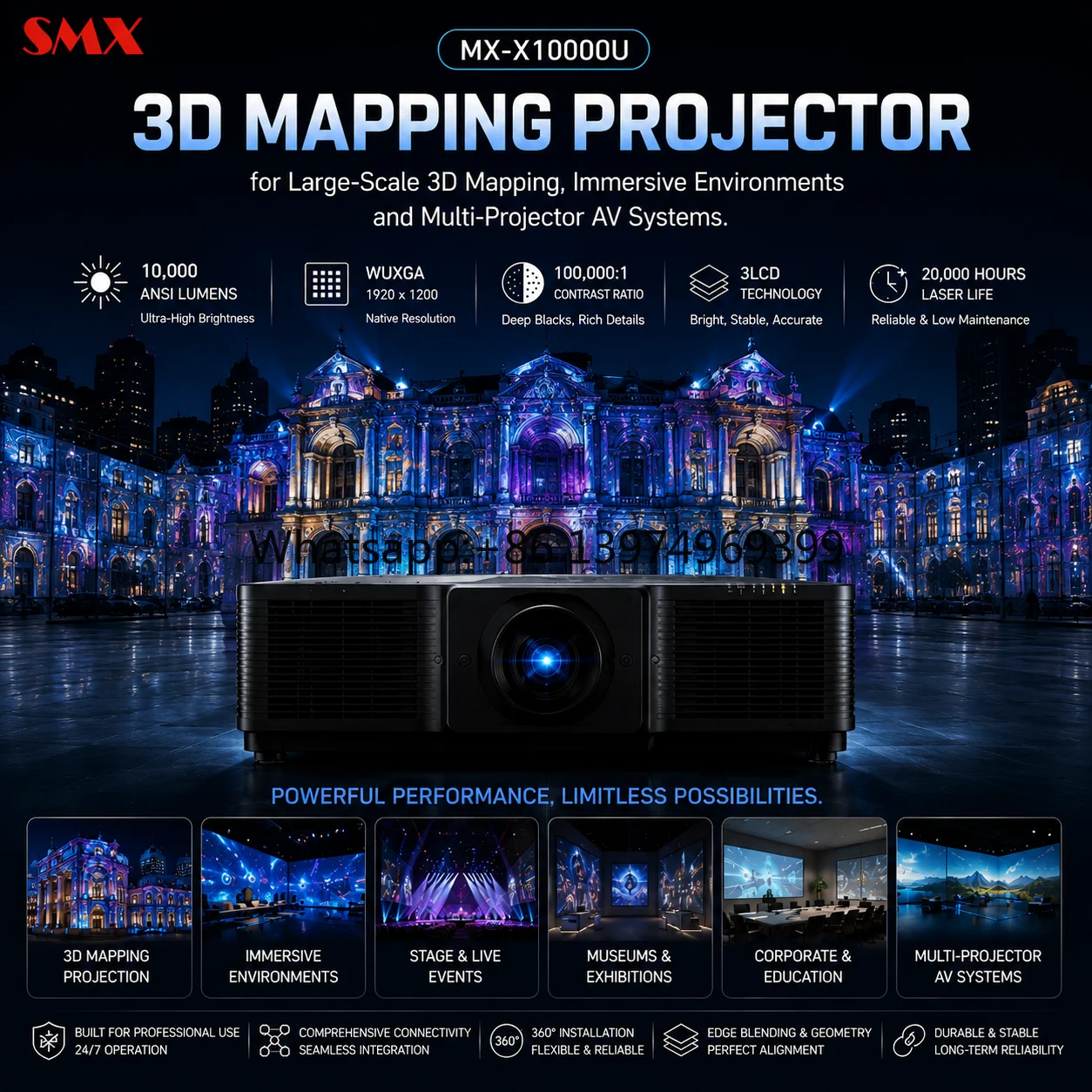 10K Lumen Laser Projector for Projection Mapping Immersive Events Stage and Large Venues ODM OEM Projector Factory