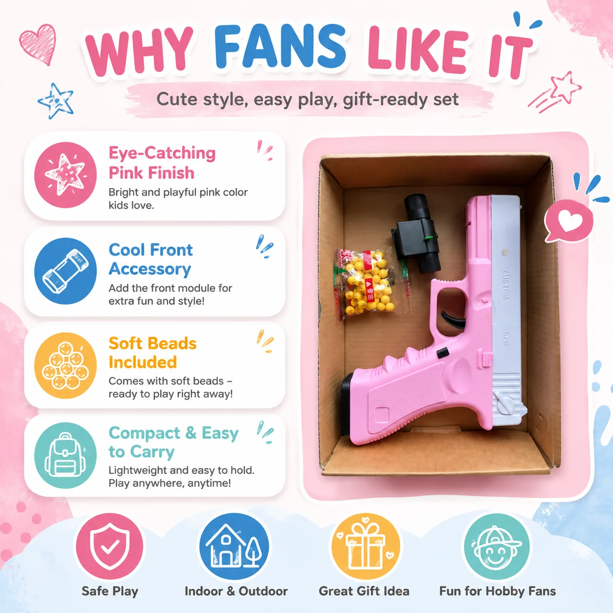 Manual Operated Toy Guns, Soft Rubber Bullets Included, Indoor & Outdoor Activity Gear