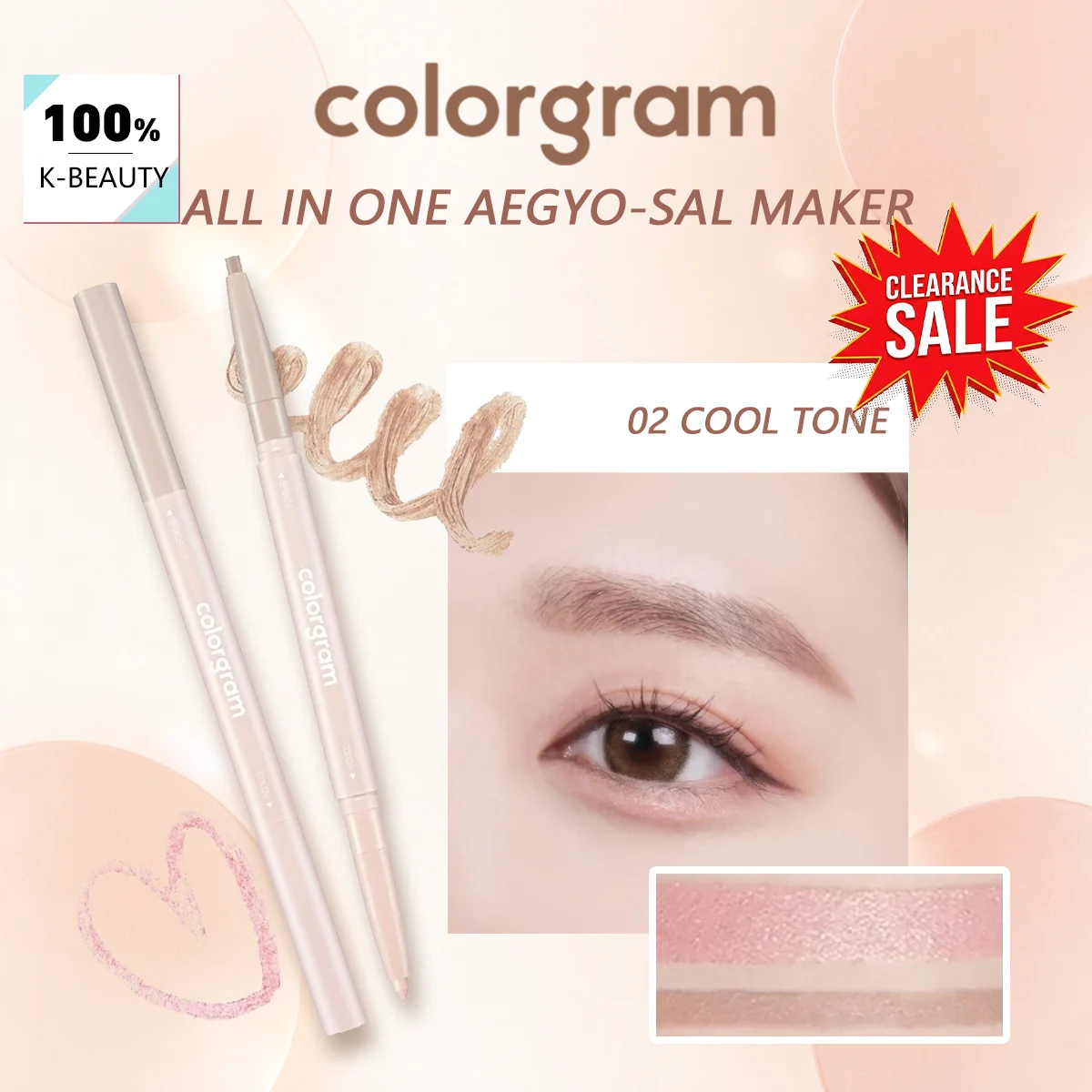 [ClearanceSale] COLORGRAM ALL IN ONE AEGYO-SAL MAKER 02 COOL TONE,Smooth Silky Gliding Texture,Korean Cosmetic,Korean Makeup