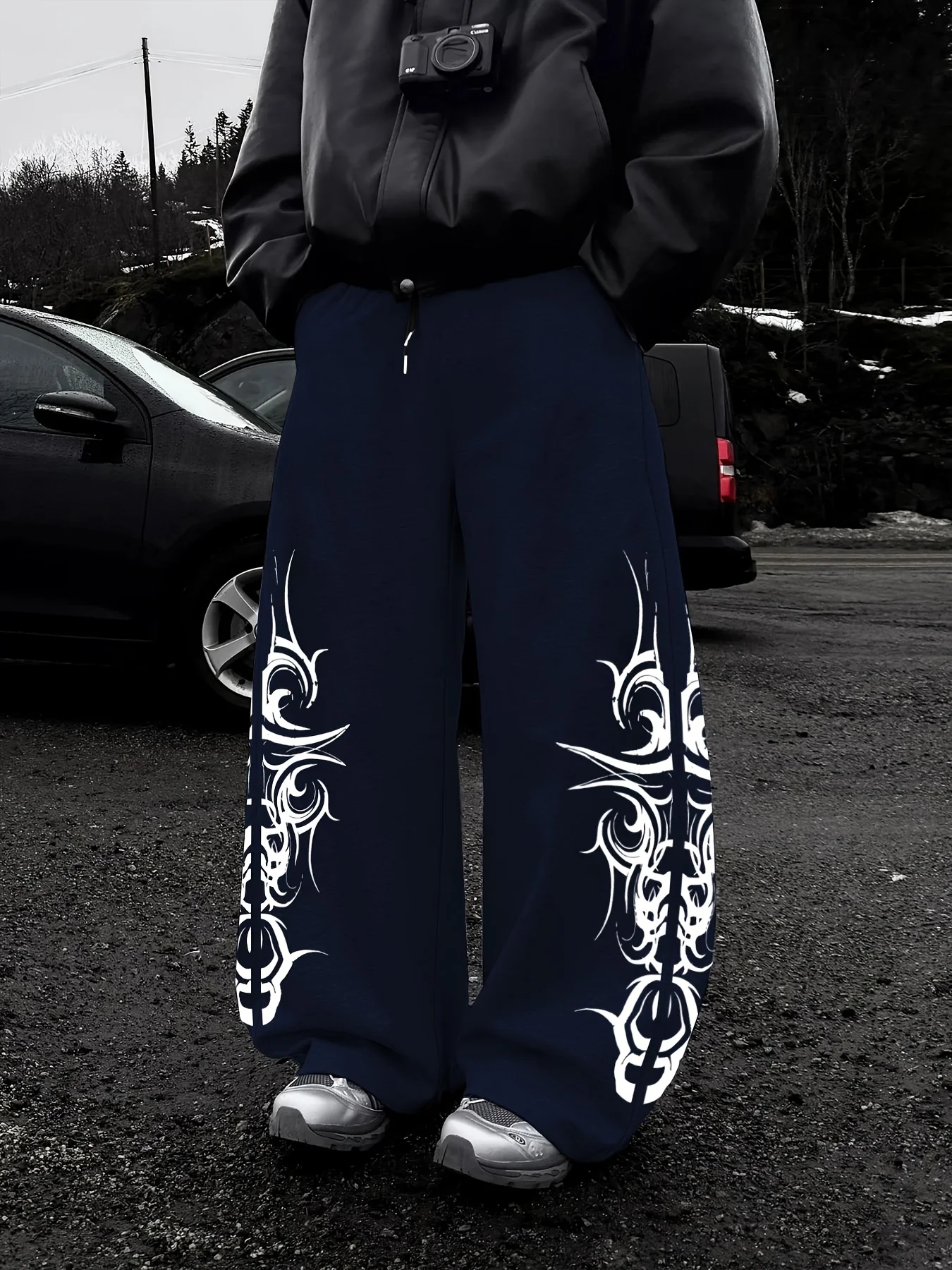 Men Women Straight‑Leg Pants 3D Gothic Angel Print Quick Dry Trousers Elastic Waist Drawstring Streetwear Sport Long Pants