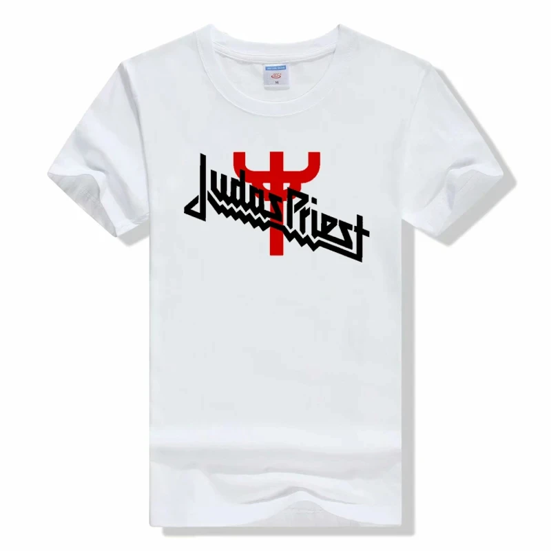 Men\'s Cotton T-shirt Judas Priest Printed T-shirt Streetwear with brass band Heavy metal T-shirt Blazer Short sleeve T-shirt