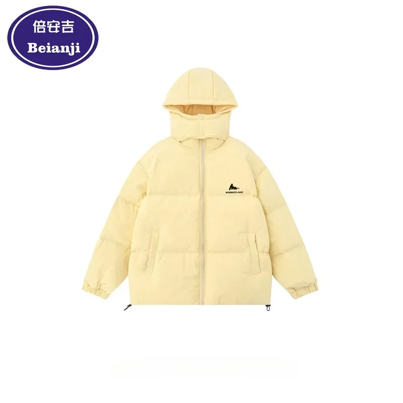 Hooded padded jacket for men basic solid color winter loose thick couples mens puffer jacket ropa de hombre ropa hombre 2025 new