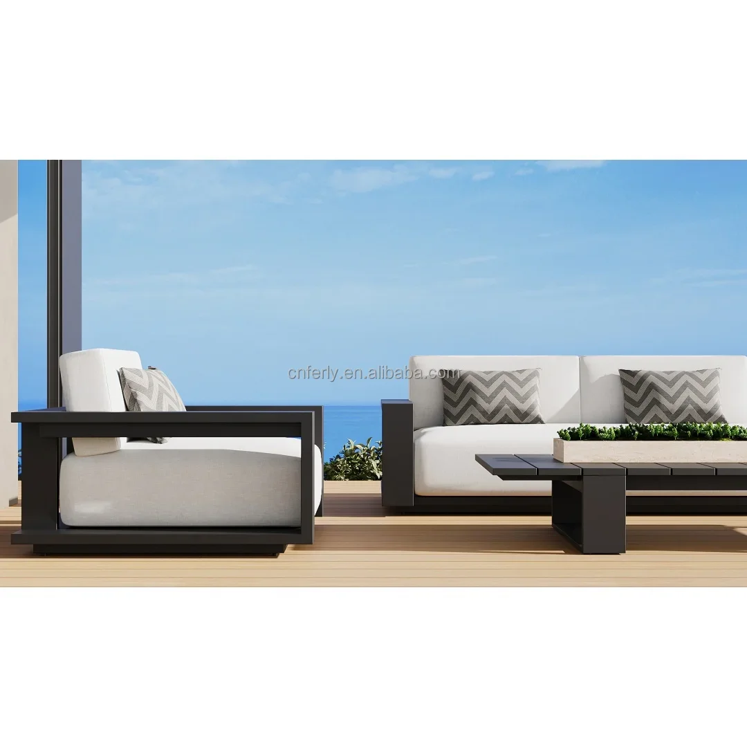 Ferly Modern Style Villa Garden Terrace Aluminum Furniture All Weather Outdoor Sofa Set Hotel Patio Outdoor Sofa Set