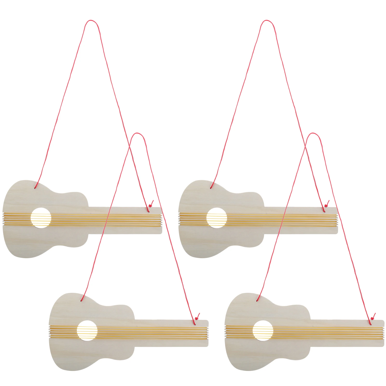 Guitare en bois, bricolage, artisanat de maternelle, peinture inachevée, décor d'instrument de musique pour enfants, activités créatives, 4 pièces