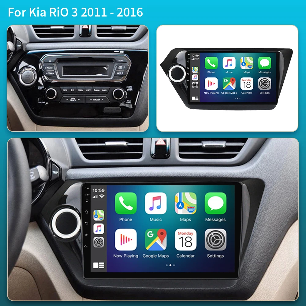 2 din Android 16 Car radio multimedia player For Kia RIO 3 4 Rio 2010- 2018 Autoraido Carplay Gps Headunit Stereo 5G DSP