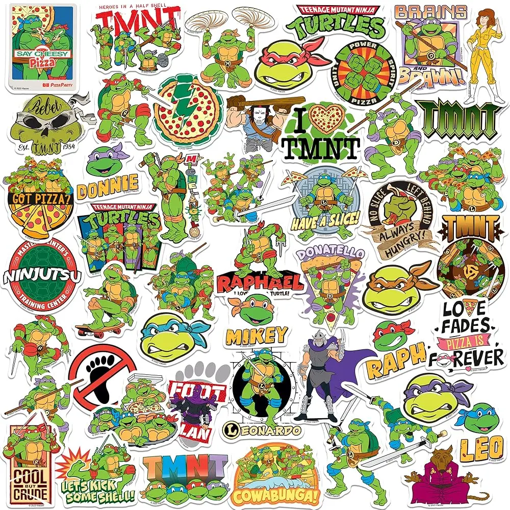 

Набор наклеек TMNT Teenage Mutant Ninja Turtles, 50 шт., большой набор стикеров Deluxe, разнообразные наклейки - для ноутбука, бутылки для воды, скрапбукинга