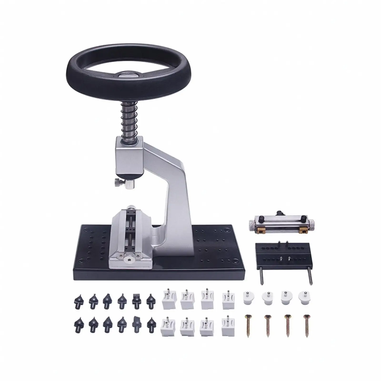 Watchmaker Case Opening Tool with Central Press Mechanism and Round Handwheel for Mechanical Watch Parts Repair