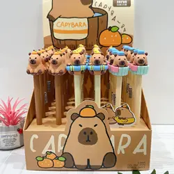 36 pcs/lot Kawaii Capybara Gel Pen Cute 0.5mm Black Ink Signature Pens Stationery Gift School Writing Supplies