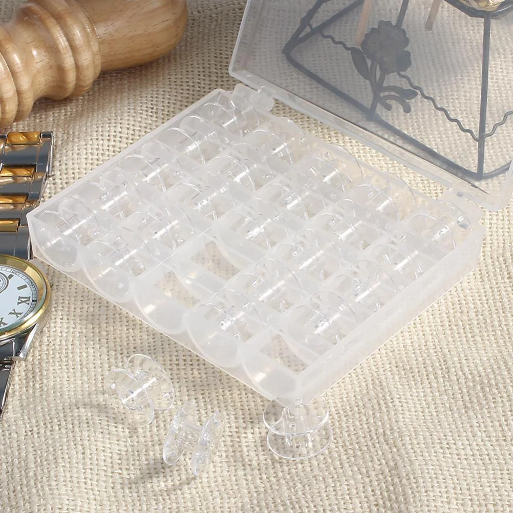 

25pcs Clear Bobbin Box Set For Sewing Machine Organizers Storage Case Holders Bobbins With Case Sewing Bobbins