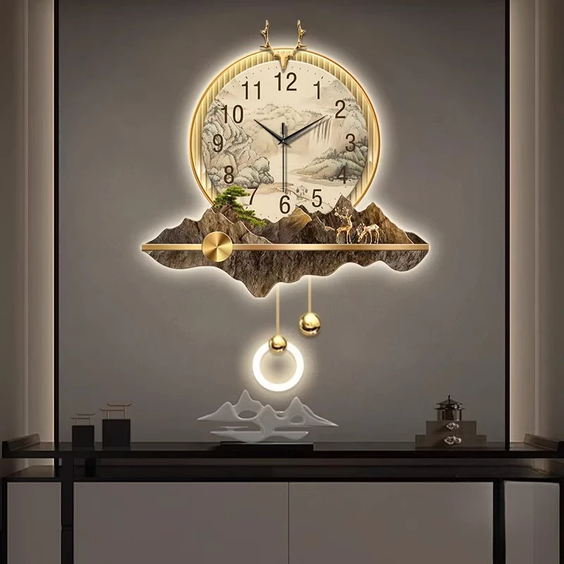 

Minimalist Living Room Decoration Wall Clock LED Restaurant Clock Mural Background Wall Wall-mounted Watch Hanging Painting