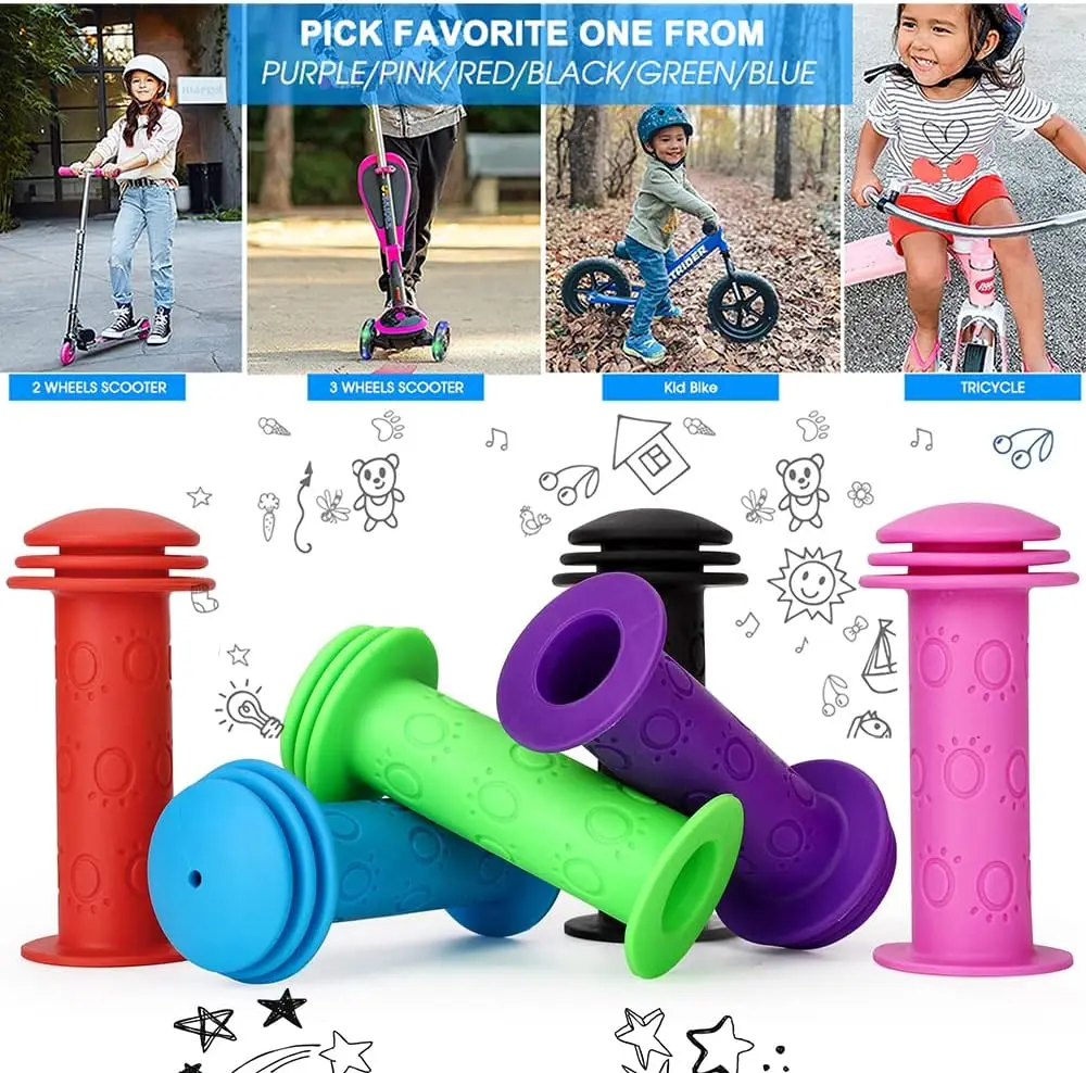 2 Pcs Rubber Bike Bicycle Handle Bar Grips Anti-slip Waterproof Tricycle Scooter Handlebar For Kids Child Cycling Handle Bars