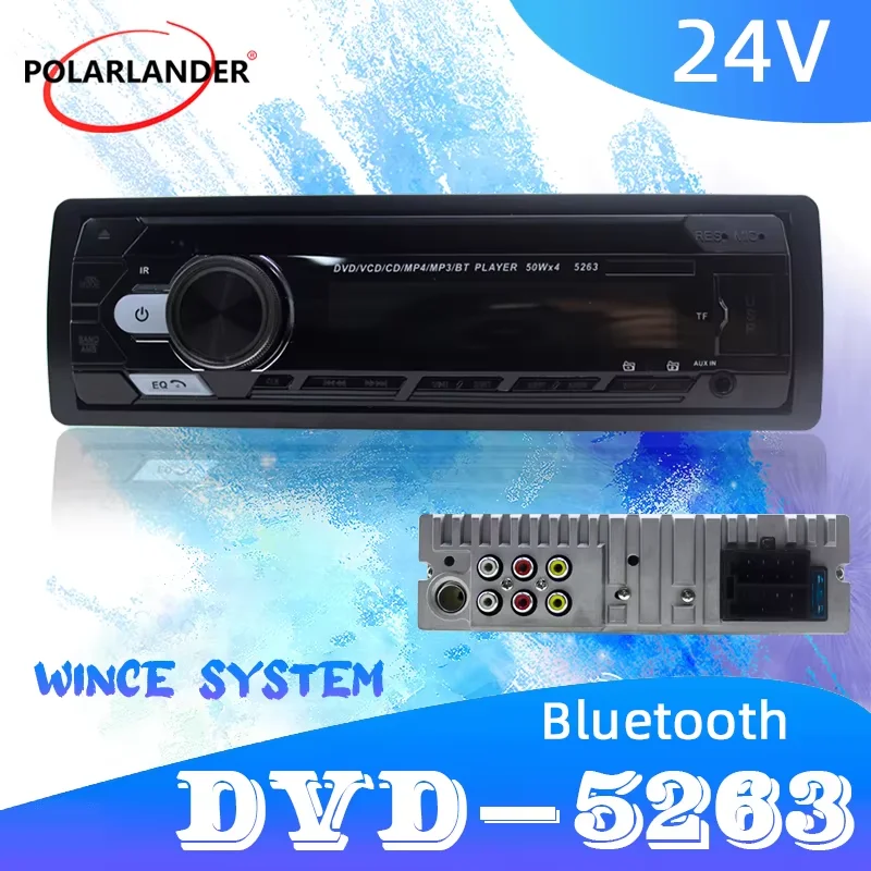 PolarLander 1 Din Car MP3 24V يدوي DVD مشغل أقراص مضغوطة FM الارسال SD/AUX/USB لاسلكي للتحكم عن بعد شاحن بلوتوث