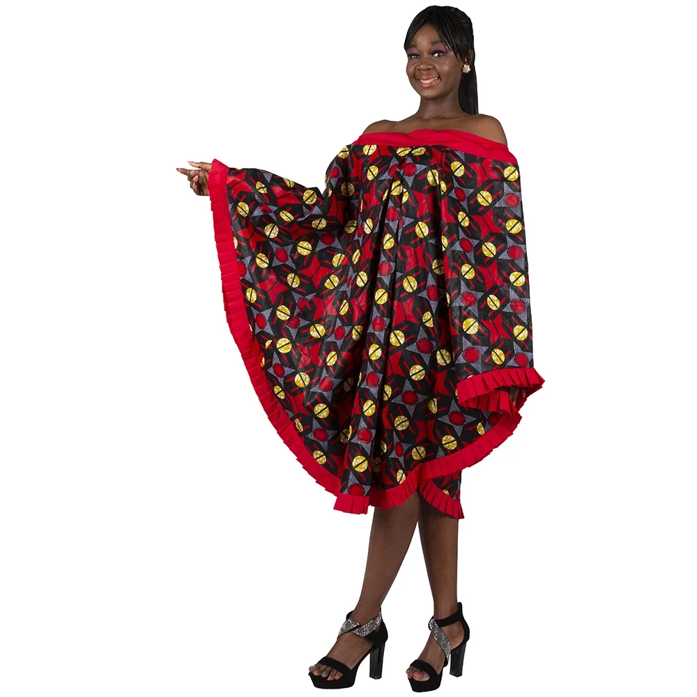 African Dresses for Women African Print Bat Sleeve Slash Neck Anakra Dress Women Bazin Riche African Clothing Plus Size WY153