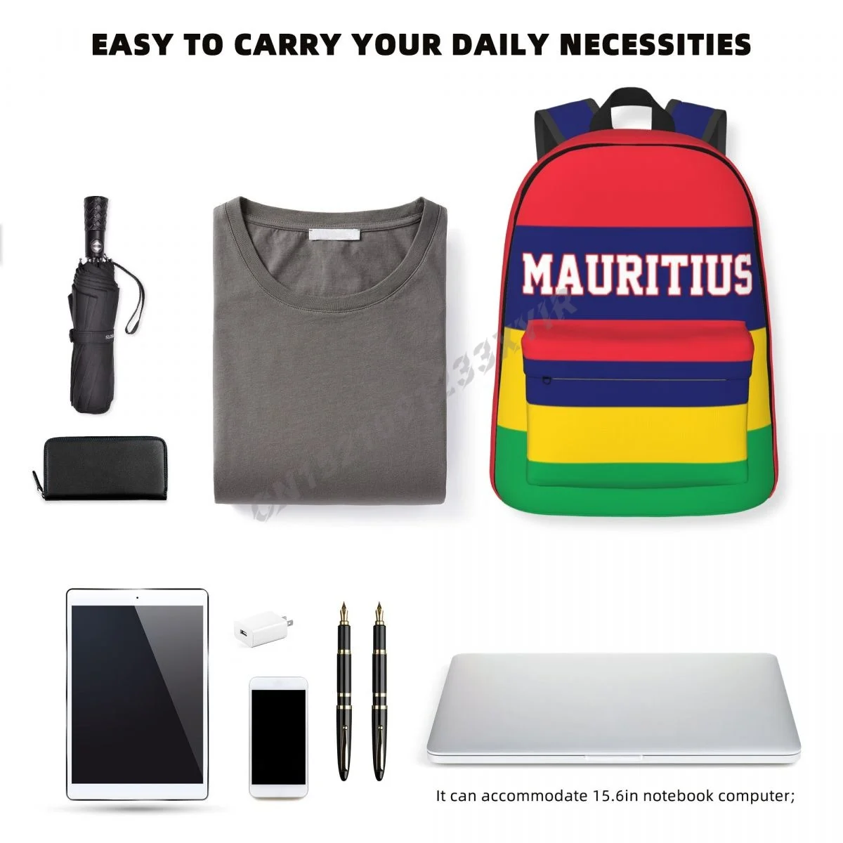 Unisex Backpack Mauritius Flag Mauritians Stitch Schoolbag Messenger Bag Case Laptop Travel Bag Mochila Gift