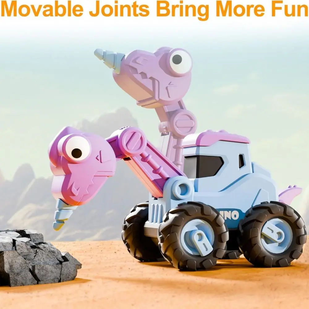Coche de juguete de plástico para niños, rompecabezas, habilidades manuales, modelo de coche de ingeniería de dinosaurios, colección educativa
