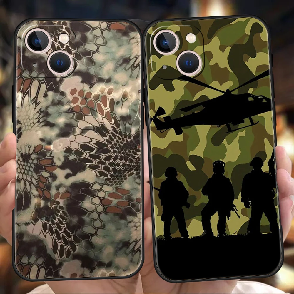 Camouflage Camo Military Phone Case for iPhone 16 15 14 13 12 Pro Max 11 Pro Max 7 8 Plus XS XR Max Shockproof Soft Shell Bag