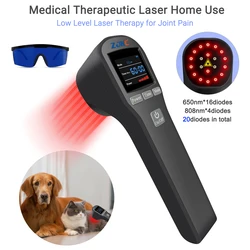 ZJKC 20diodes Cold Laser Red Light Therapy Device 650nmx16+808nmx4 Laser Treatment for Deep Tissue Repair for Pets Home Use