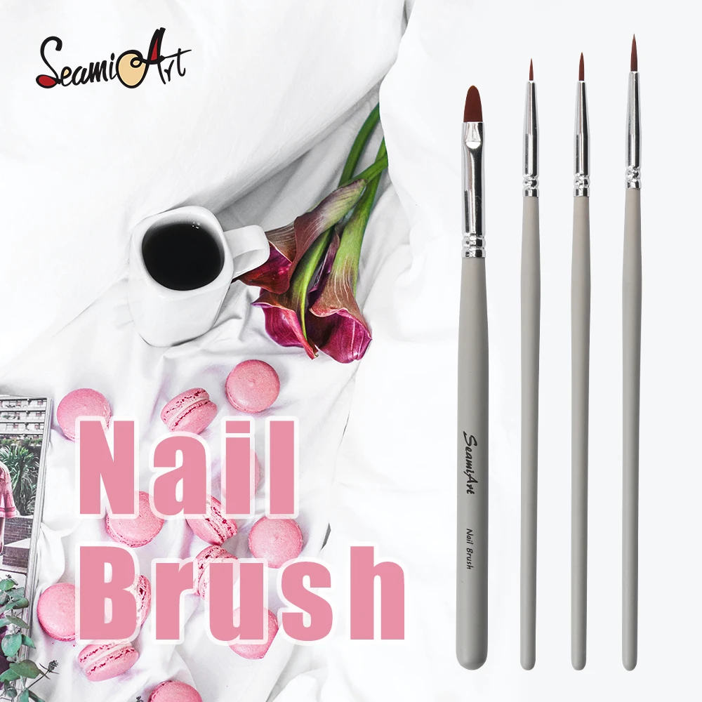 SeamiArt 4pcs Nail Brush Pen Hook Line Paint Brush Set Drawing Tools Painting Art Supplies for Watercolor Oil Acrylic Gouache